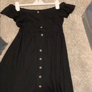 Pacsun off the shoulder, button up, black dress